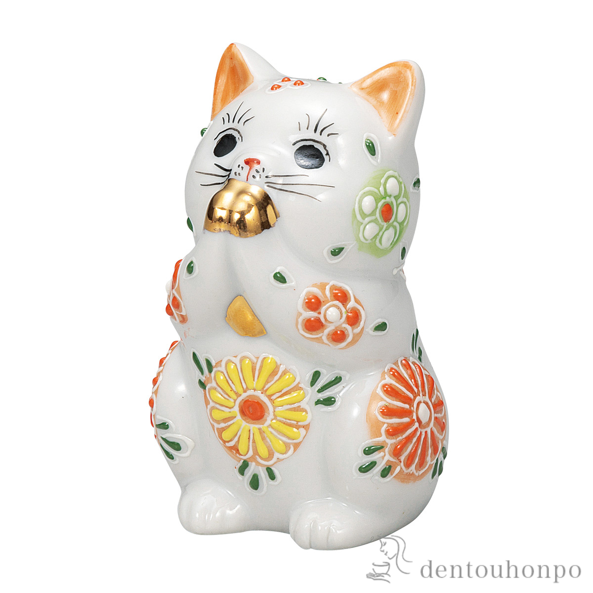 【送料無料】お祈り猫 白盛 2.7号≪在庫確認後、通常即日で出荷≫ ( 置物 幸運 開運 まねきねこ 風水 九谷焼 )