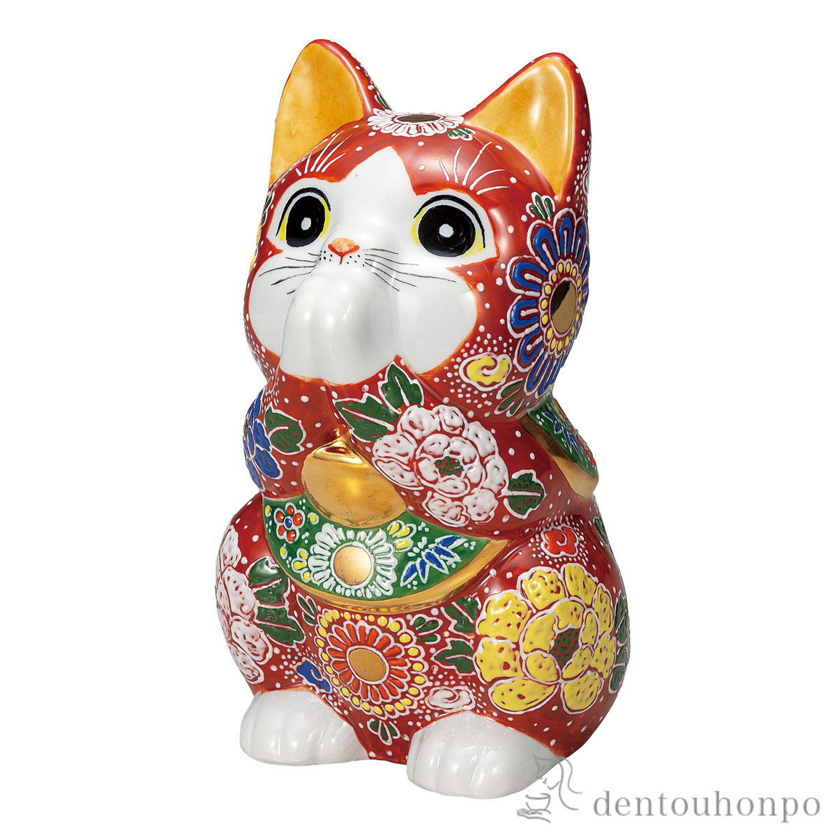 【送料無料】お祈り猫 赤盛 7号≪在庫確認後、通常即日で出荷≫ ( 置物 幸運 開運 まねきねこ 風水 九谷焼 )