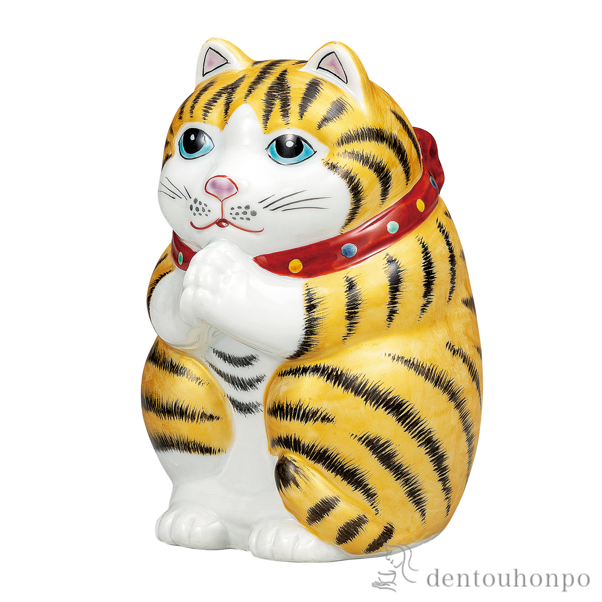 【送料無料】お願い猫 金彩 5号≪在庫確認後、通常即日で出荷≫ ( 置物 幸運 開運 まねきねこ 風水 九谷焼 )