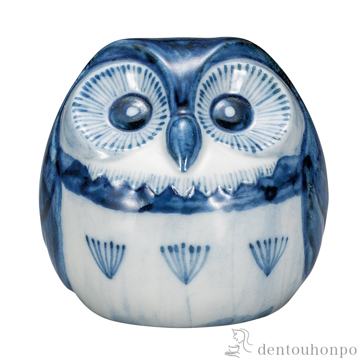 【送料無料】ふくろう 染付 2.2号≪在庫確認後、通常即日で出荷≫ ( 置物 幸運 開運 まねきねこ 風水 九谷焼 )