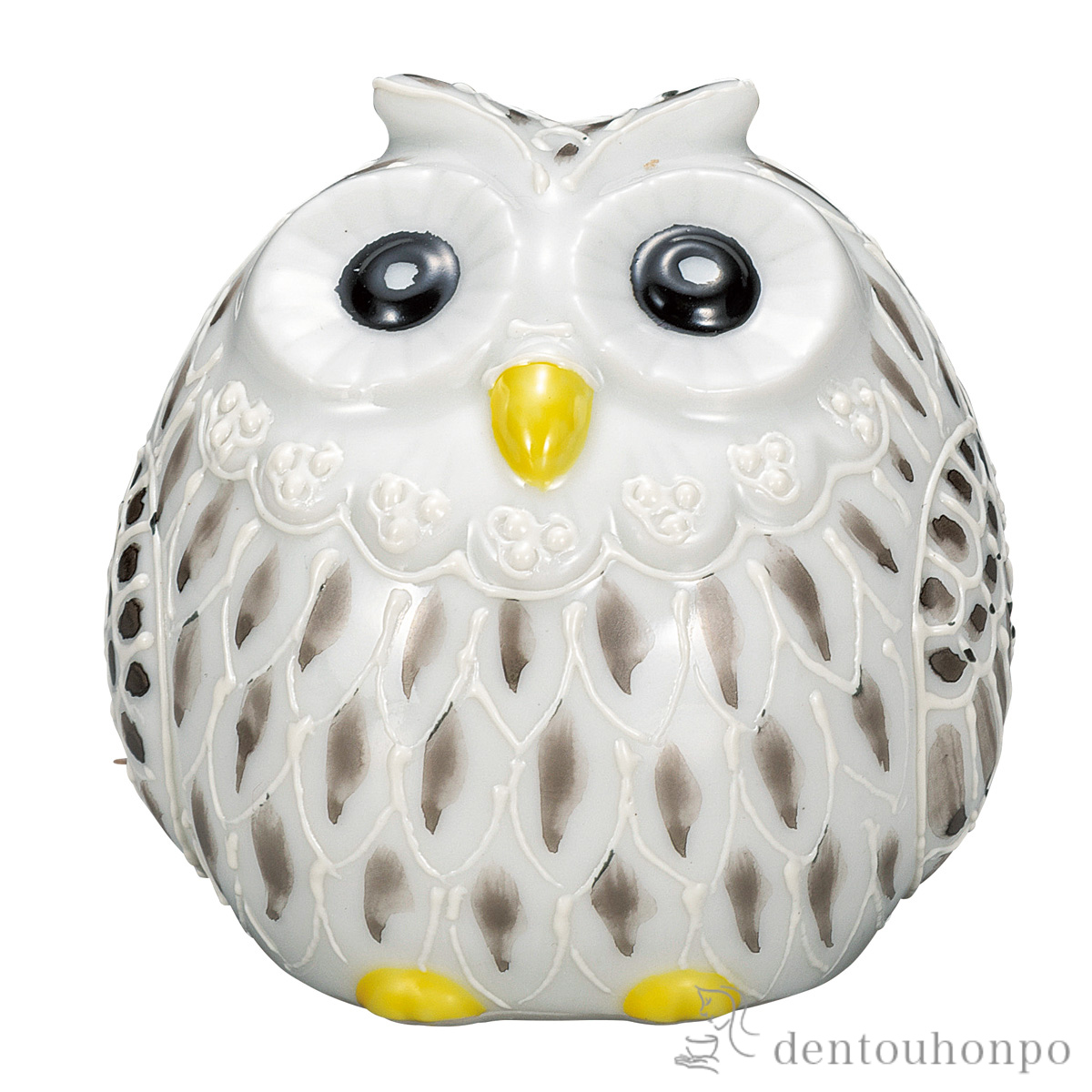 丸ふくろう 白盛黒 2.5号≪在庫確認後、通常即日で出荷≫ ( 置物 幸運 開運 まねきねこ 風水 九谷焼 )