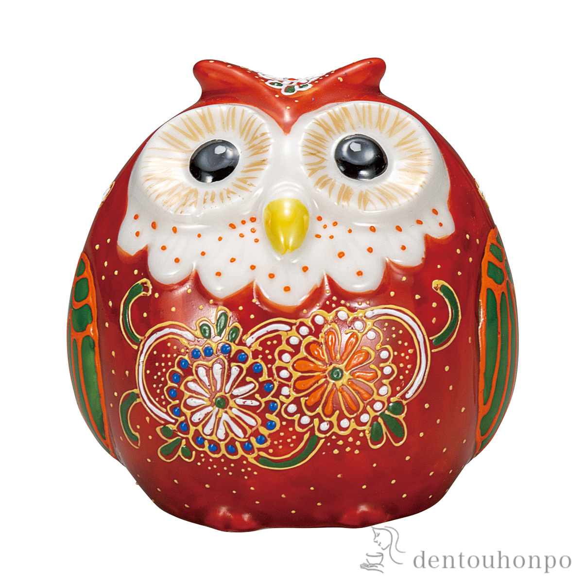 ふくろう 赤茶盛 2.5号≪在庫確認後、通常即日で出荷≫ ( 母の日 プレゼント 初任給 置物 幸運 開運 まねきねこ 風水 九谷焼 )