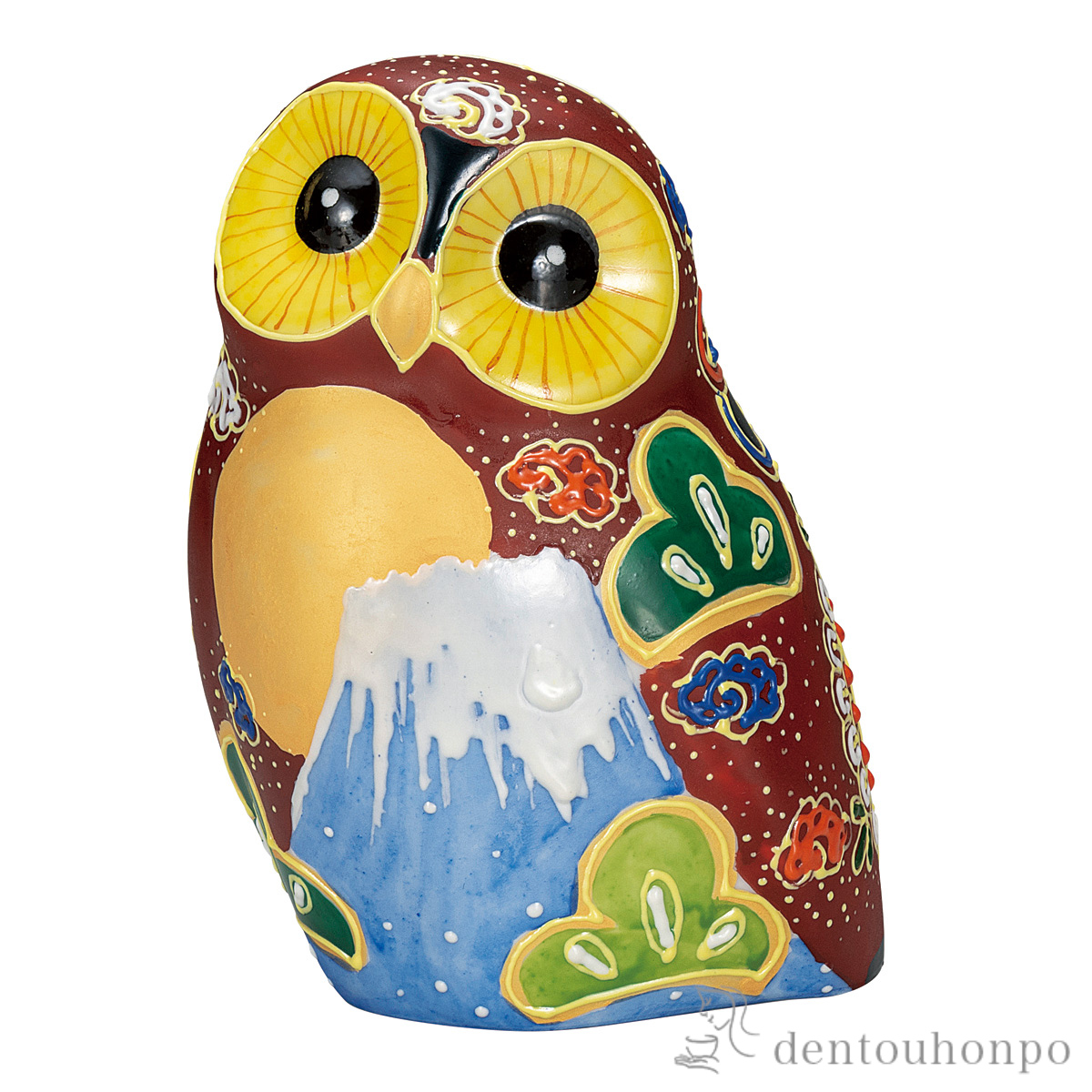 ふくろう 富士 4号≪在庫確認後、通常即日で出荷≫ ( 置物 幸運 開運 まねきねこ 風水 九谷焼 )