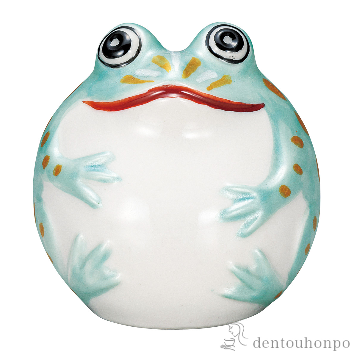 【送料無料】玉かえる うす青 2.5号≪在庫確認後、通常即日で出荷≫ ( 置物 玄関 コンパクト 風水 幸運 九谷焼 )