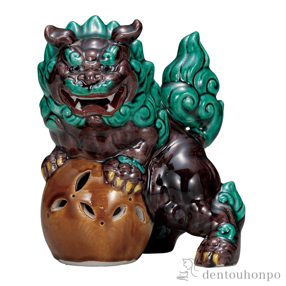 【送料無料】立獅子 交趾 4.5号≪在庫確認後、通常即日で出荷≫ ( 置物 玄関 受付 風水 幸運 九谷焼 )