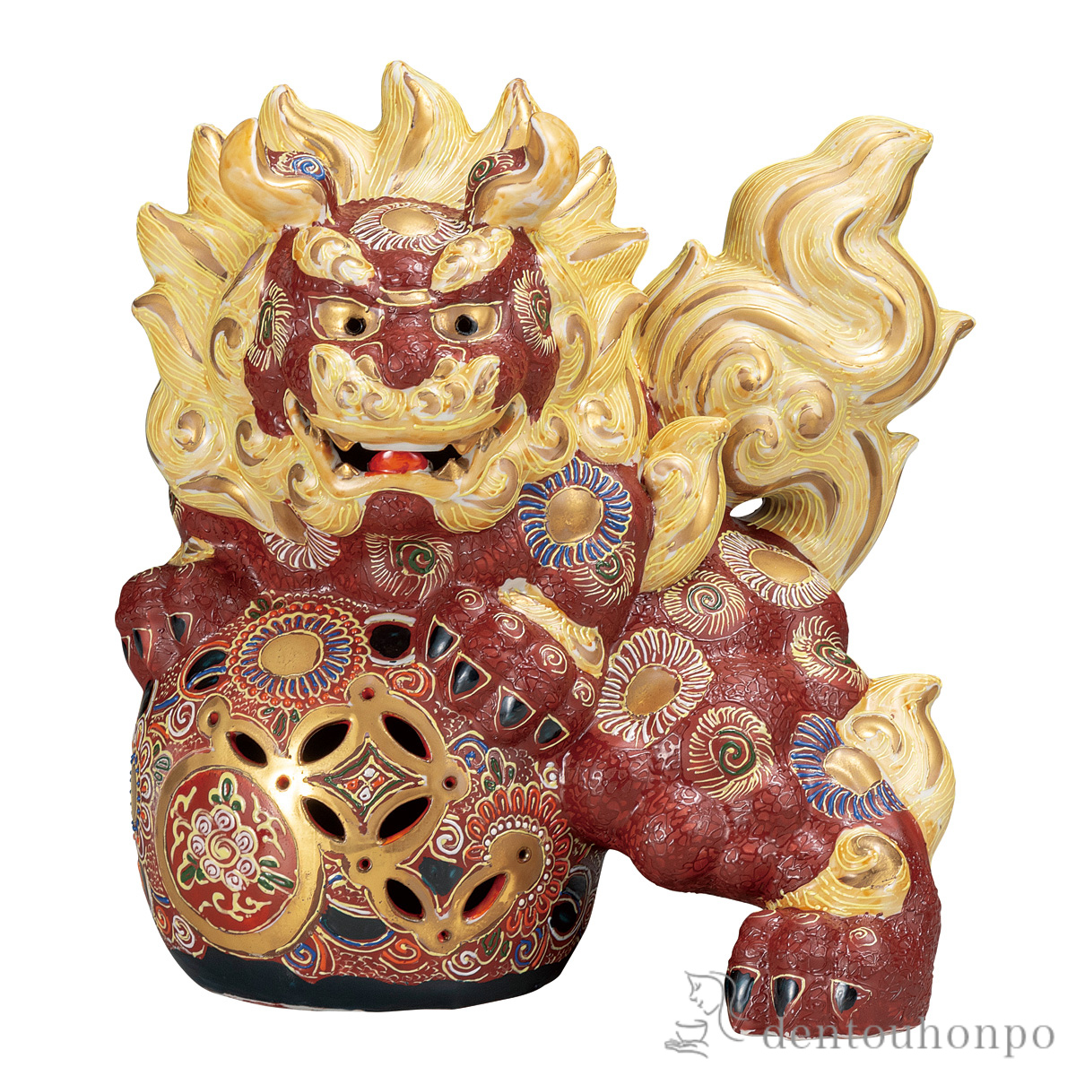 【送料無料】立獅子 盛 10号≪在庫確認後、通常即日で出荷≫ ( 置物 玄関 受付 風水 幸運 九谷焼 )