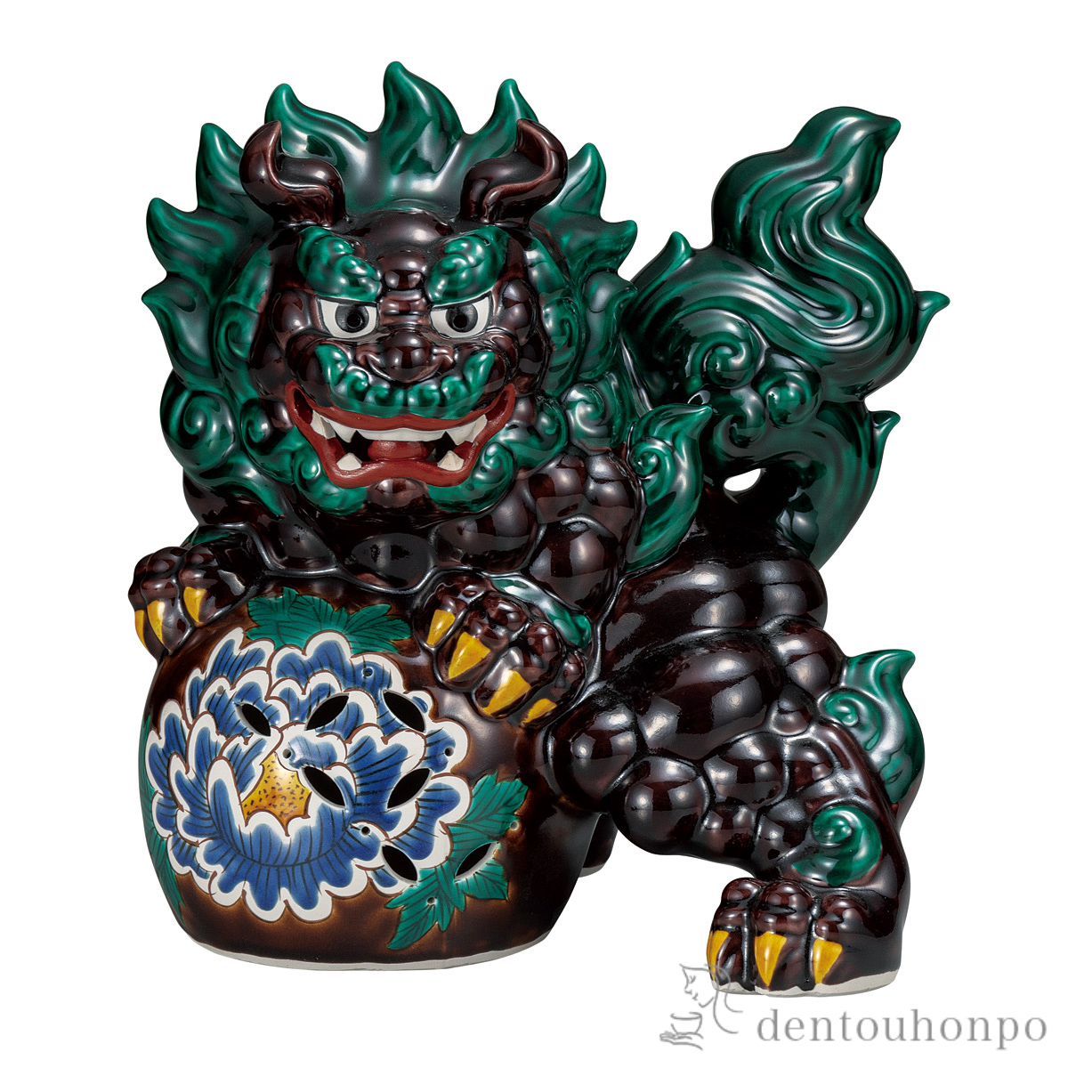 【送料無料】立獅子 交趾 10号≪在庫確認後、通常即日で出荷≫ ( 置物 玄関 受付 風水 幸運 九谷焼 )