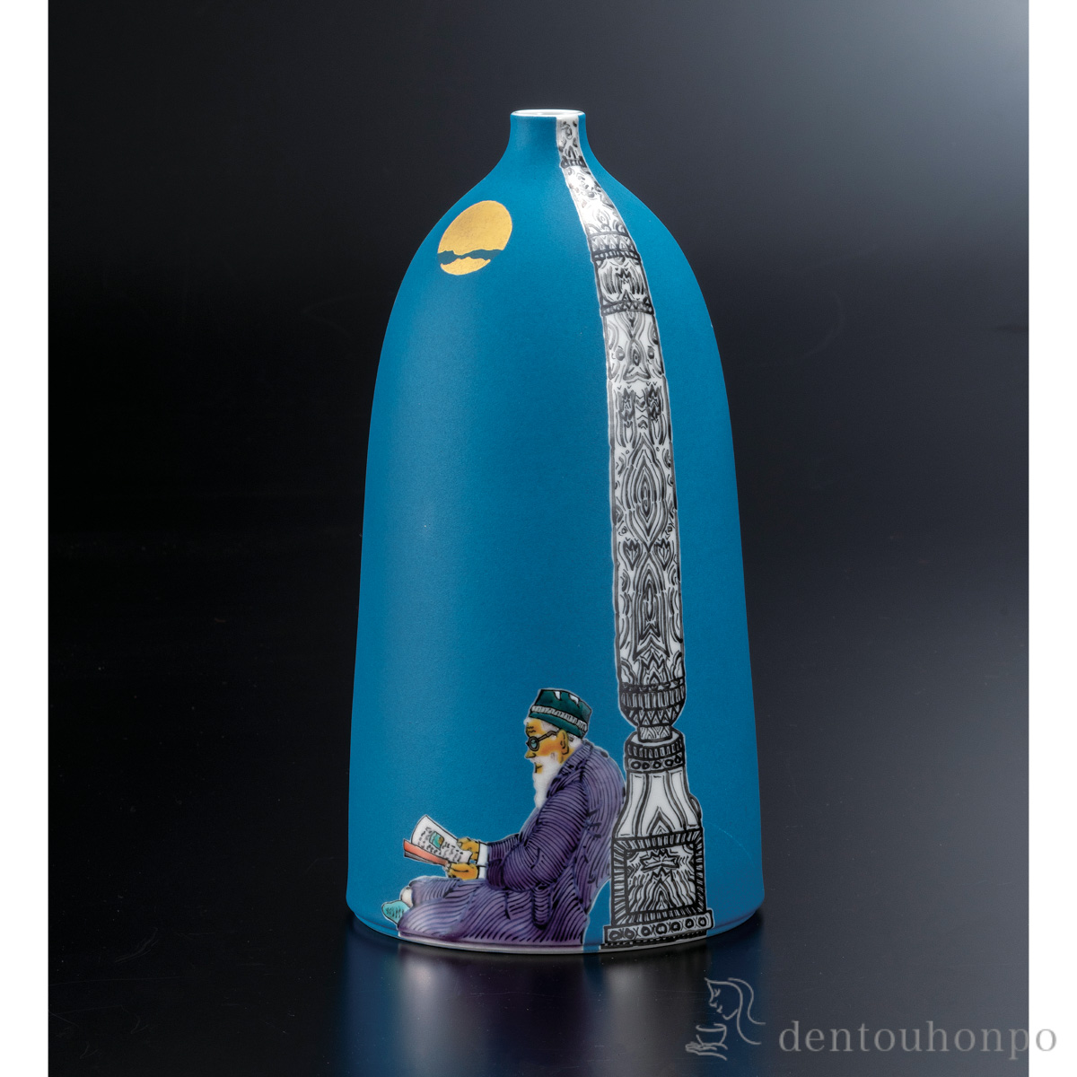 【送料無料】花器 色絵遠い日 静日 9号≪在庫確認後、通常即日で出荷≫ ( 木札名入れ有料 ガラス フラワーベース 花器 一輪挿し おすすめ 九谷焼 )