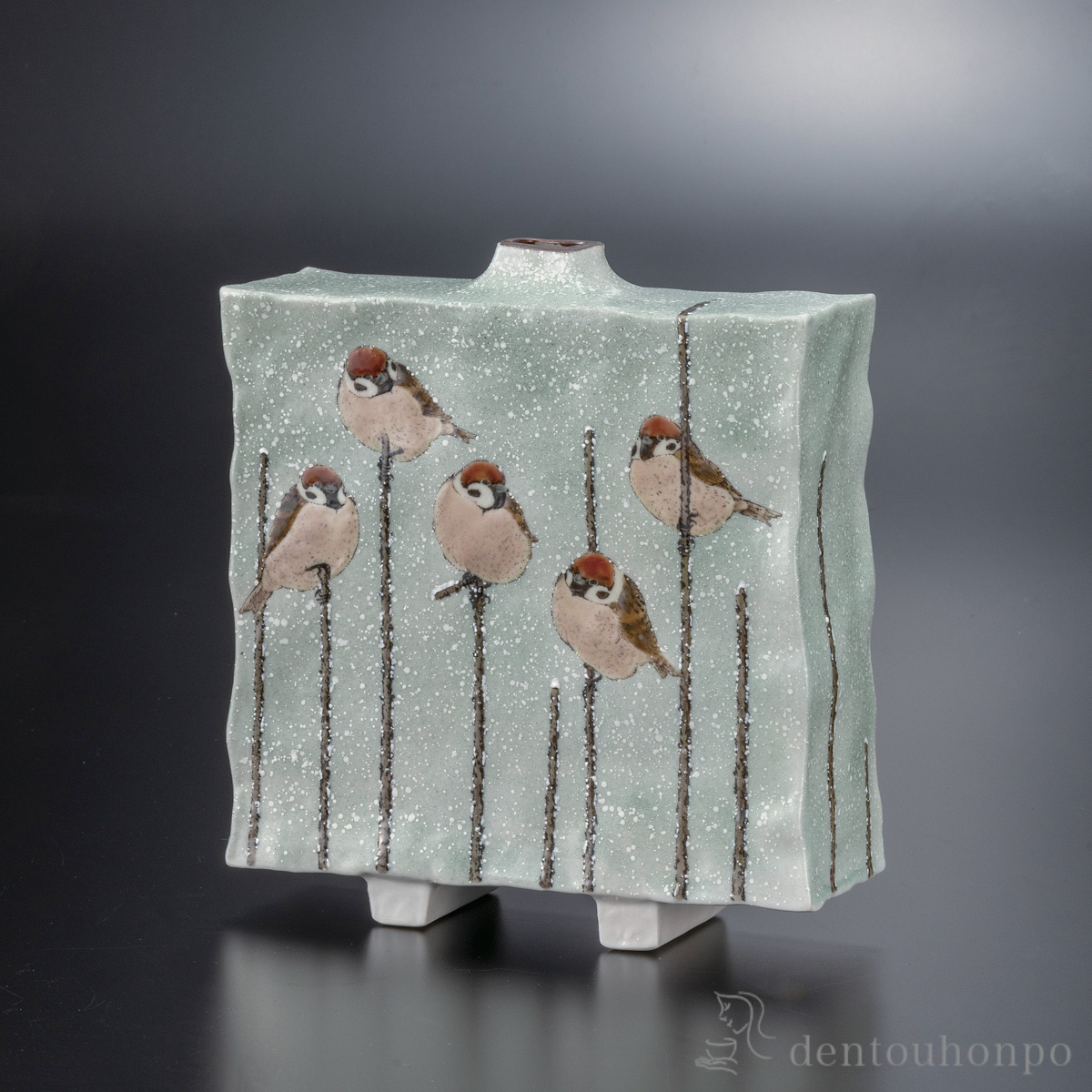 【送料無料】扁壷 銀花 7号≪在庫確認後、通常即日で出荷≫ ( 木札名入れ有料 ガラス フラワーベース 花器 一輪挿し おすすめ 九谷焼 )