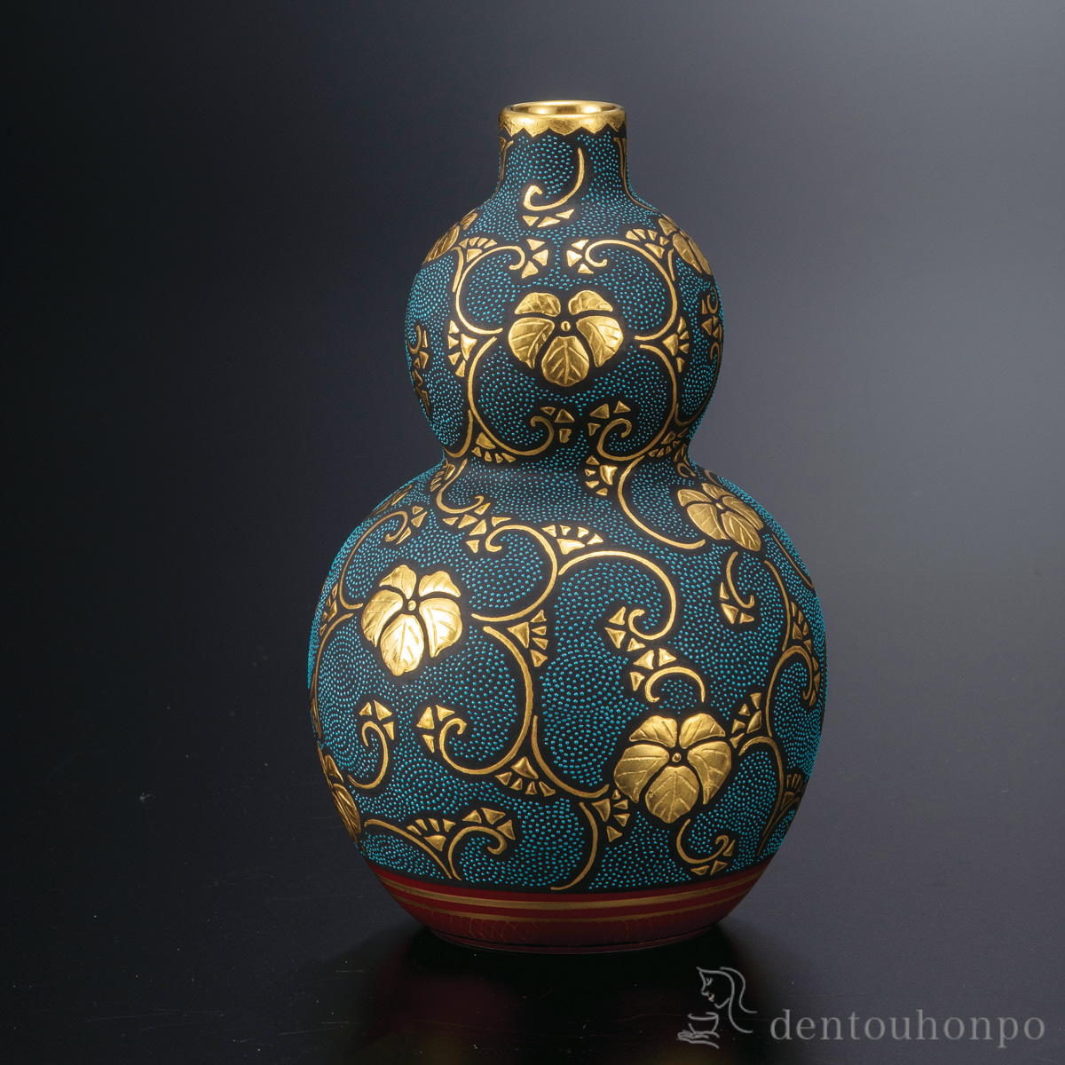 【送料無料】瓢型徳利 盛金青粒つた文≪在庫確認後、通常即日で出荷≫ ( 酒器 日本酒 冷酒 片口 おすすめ 九谷焼 )