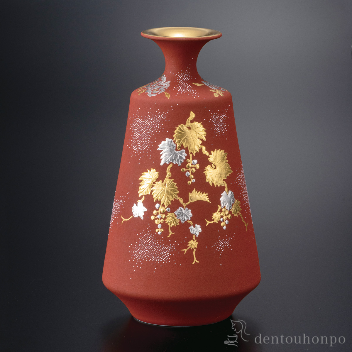 【送料無料】華器 白金盛葡萄図白粒 6.5号≪在庫確認後、通常即日で出荷≫ ( 木札名入れ有料 ガラス フラワーベース 花器 一輪挿し おすすめ 九谷焼 )