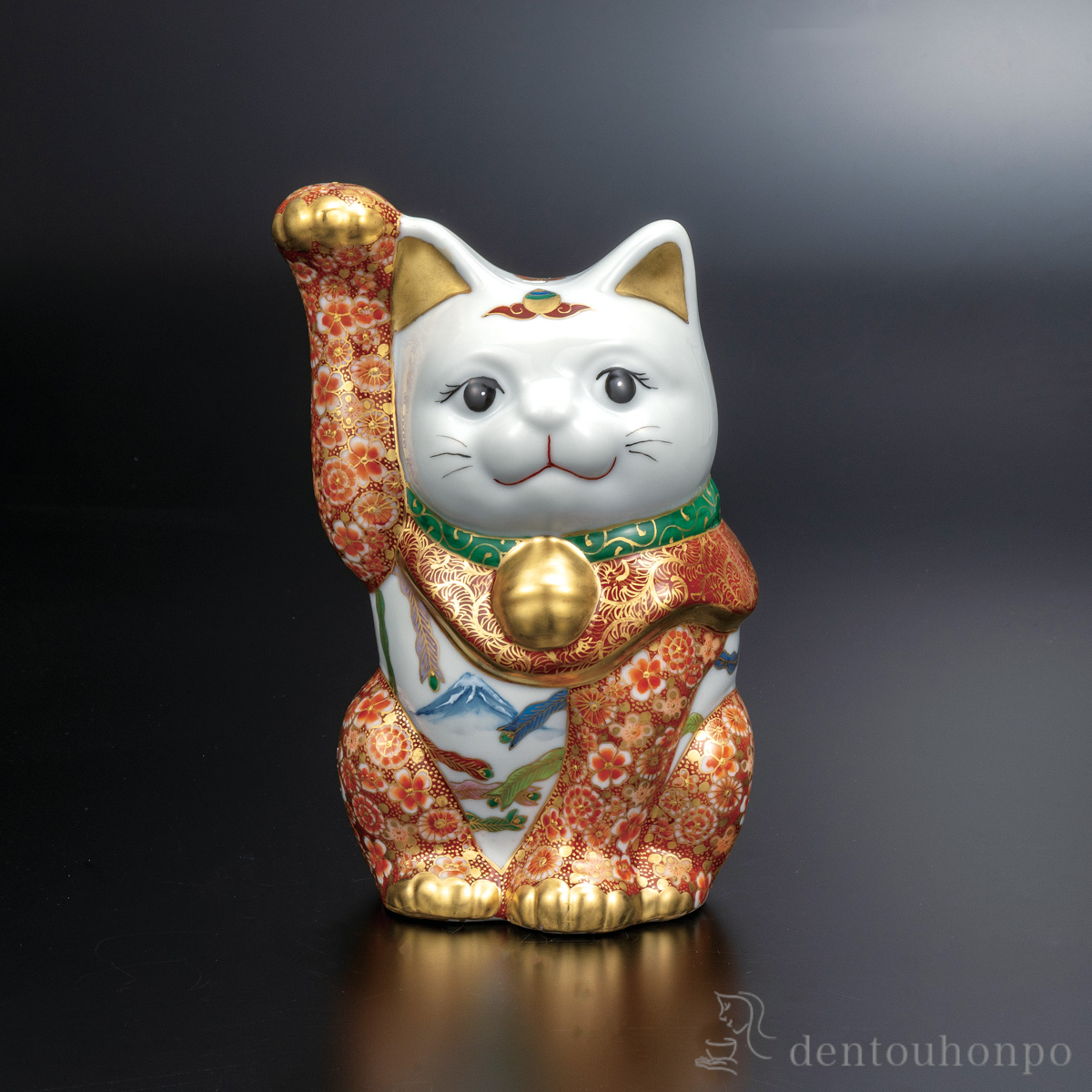 【送料無料】招き猫 華鳳 8号≪在庫確認後、通常即日で出荷≫ ( 置物 幸運 開運 まねきねこ 風水 九谷焼 )