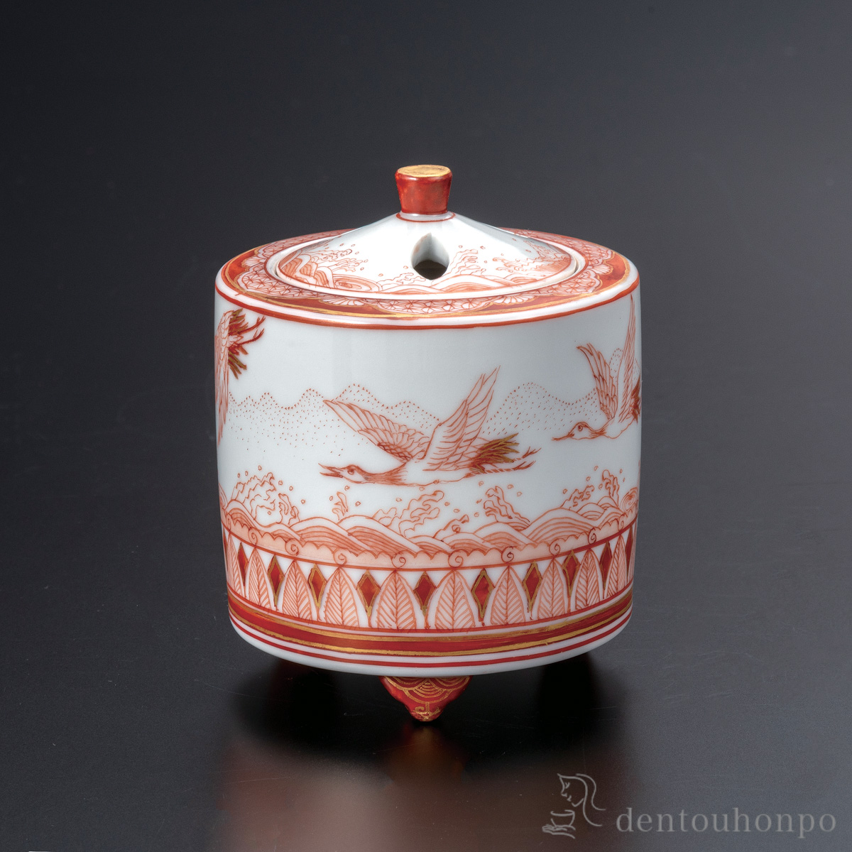 【送料無料】香炉 瑞鳥文 2.8号≪在庫確認後、通常即日で出荷≫ ( お香 線香 リラックス 仏具 人気 九谷焼 )