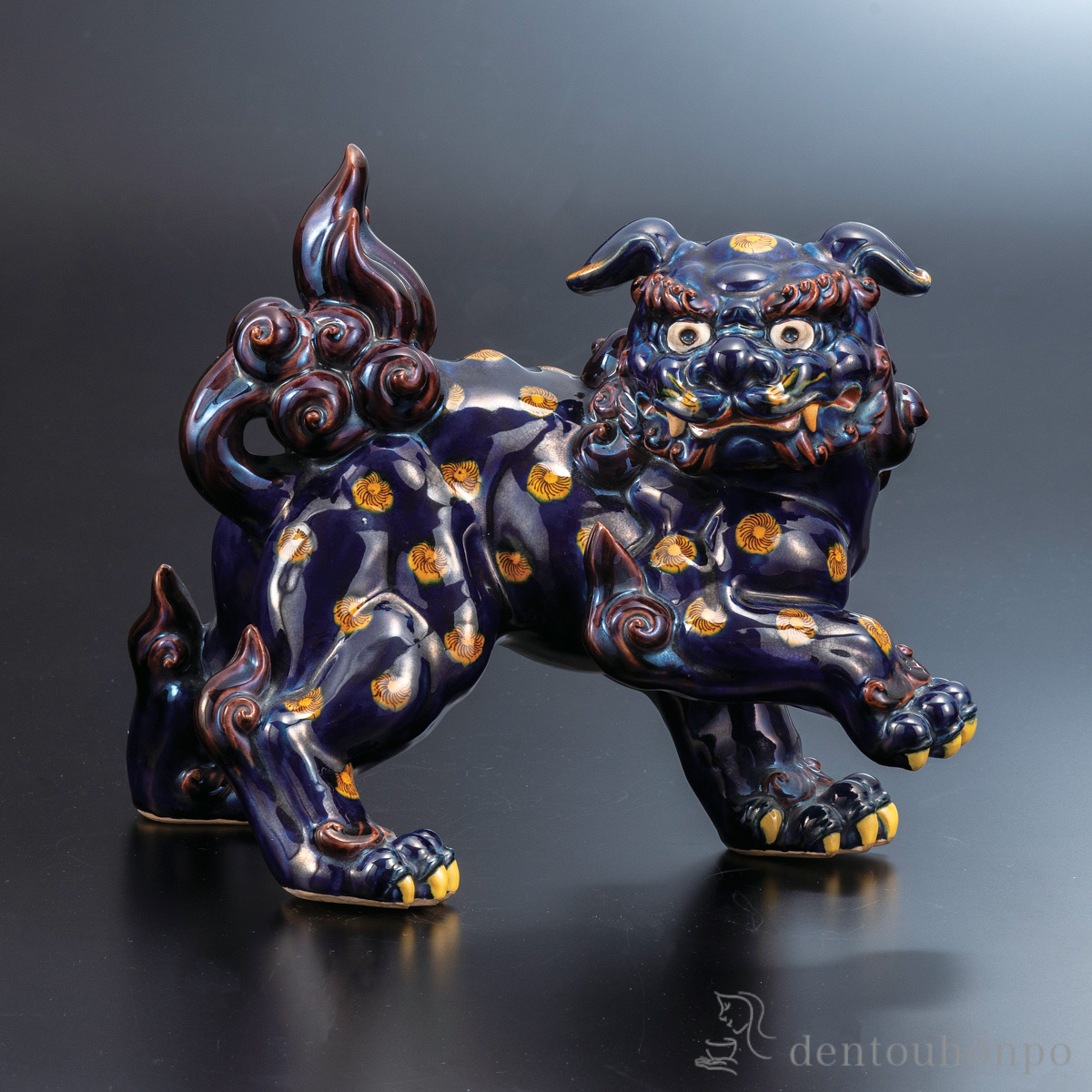 【送料無料】獅子 深厚釉 9.8号≪在庫確認後、通常即日で出荷≫ ( 置物 玄関 受付 風水 幸運 九谷焼 )