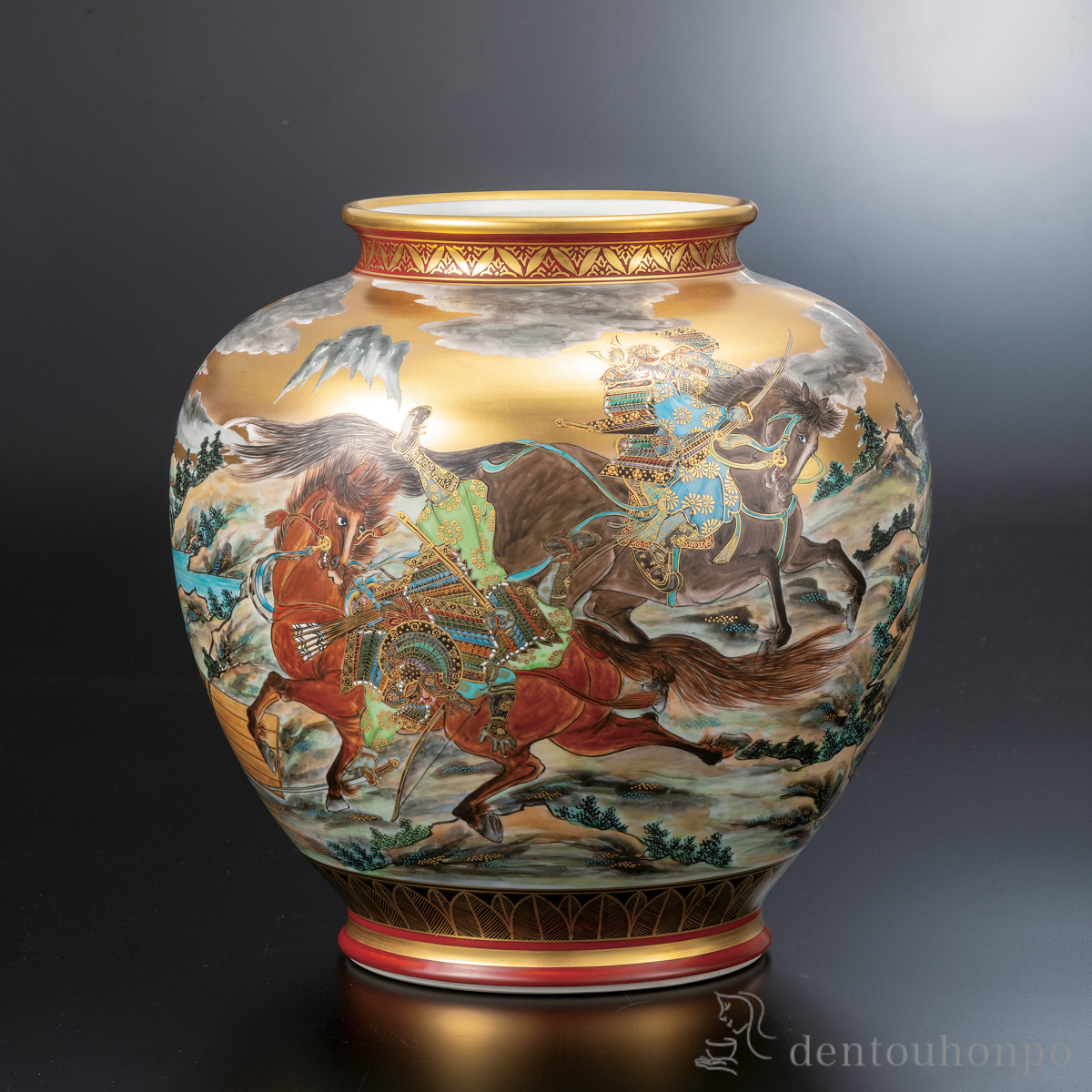 【送料無料】花瓶 本金武者図 12号≪在庫確認後、通常即日で出荷≫ ( 木札名入れ有料 ガラス フラワーベース 花器 一輪挿し おすすめ 九谷焼 )