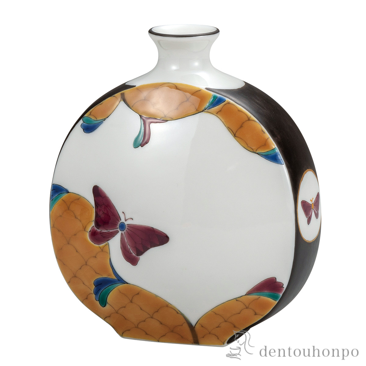 【送料無料】一輪生 蝶と唐草 4.5号≪在庫確認後、通常即日で出荷≫ ( 木札名入れ有料 ガラス フラワーベース 花器 一輪挿し おすすめ 九谷焼 )