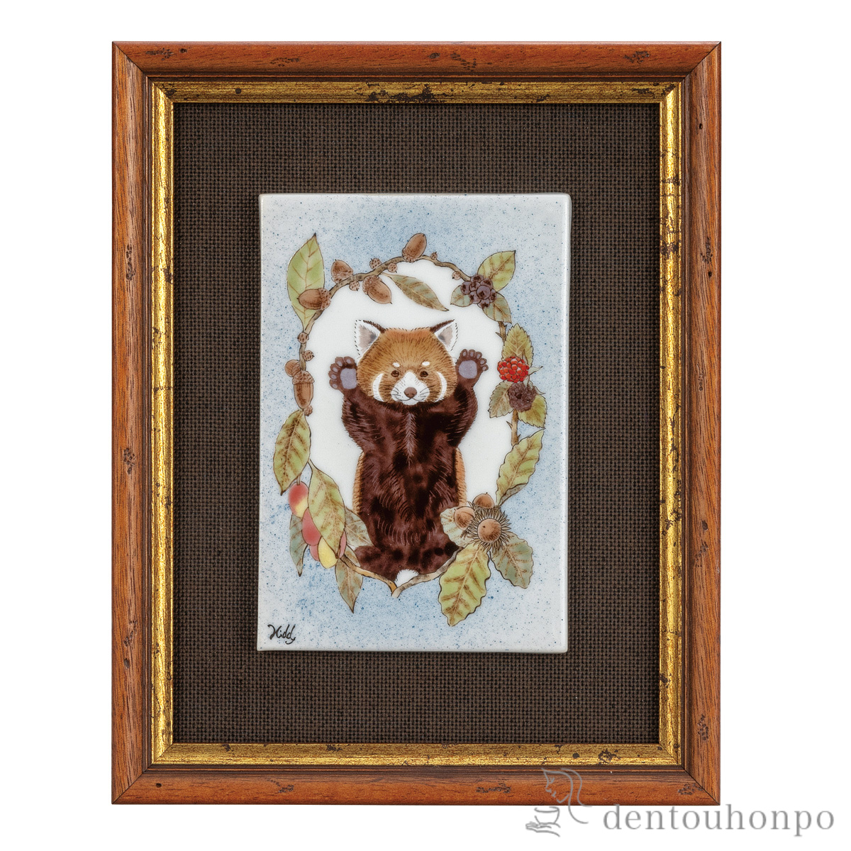 【送料無料】陶額 レッサーパンダ≪在庫確認後、通常即日で出荷≫ ( 置物 額飾り 陶板 陶板画 法人 九谷焼 )