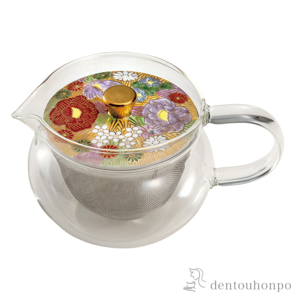 【送料無料】九谷和 ポット NAGOMI POT 金花詰 赤 茶こし付≪在庫確認後、通常即日で出荷≫ ( ティーポット お茶 煎茶 日本茶 おすすめ 九谷焼 )