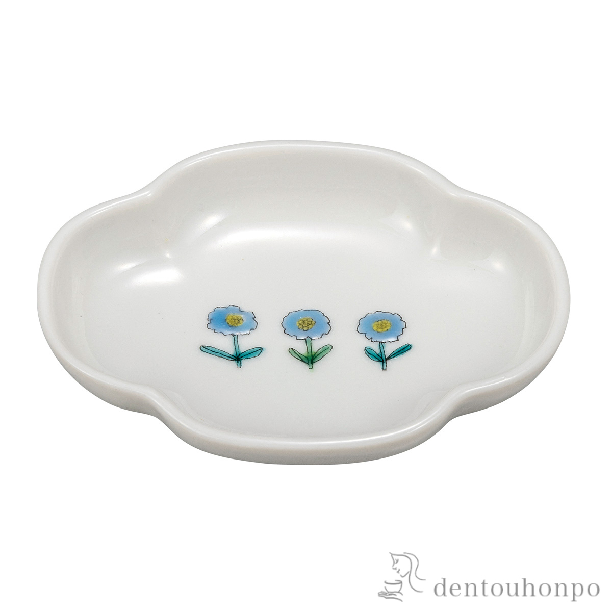 豆皿 小花 水色 3.4号≪在庫確認後、通常即日で出荷≫ ( プレート 醤油皿 豆皿 和食 洋食 九谷焼 )