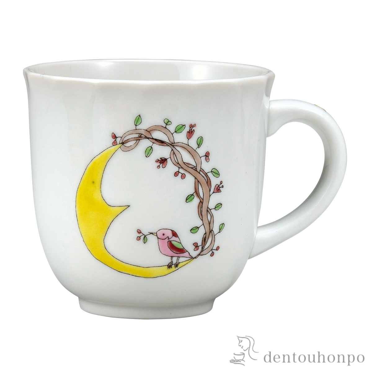 【送料無料】マグカップ 月と鳥 ピンク≪在庫確認後、通常即日で出荷≫ ( プレゼント デザイン マグ オリジナル タンブラー 九谷焼 )