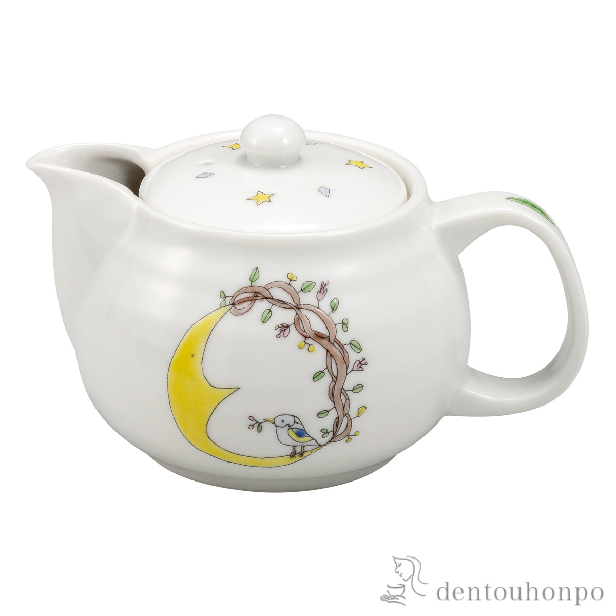 ポット 月と鳥 茶こし網付≪在庫確認後、通常即日で出荷≫ ( ティーポット お茶 煎茶 日本茶 おすすめ 九谷焼 )