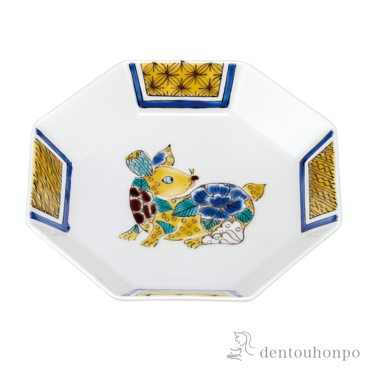 8角皿 十二支 卯 5号≪在庫確認後、通常即日で出荷≫ ( プレート 醤油皿 豆皿 和食 洋食 九谷焼 )