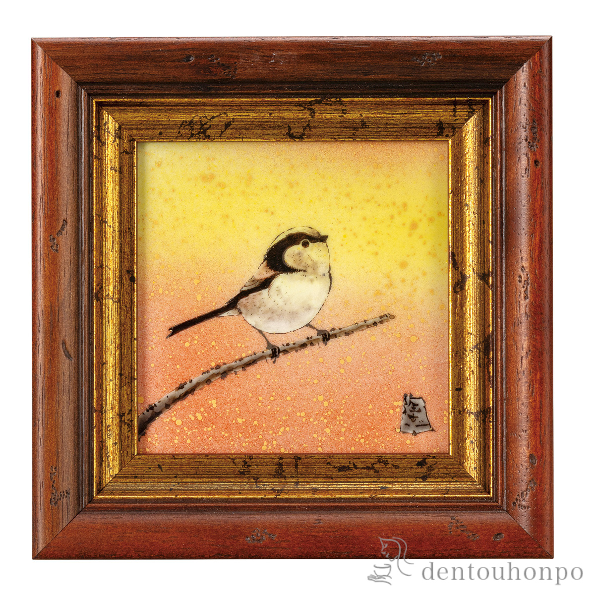 【送料無料】陶額 エナガ≪在庫確認後、通常即日で出荷≫ ( 置物 額飾り 陶板 陶板画 法人 九谷焼 )