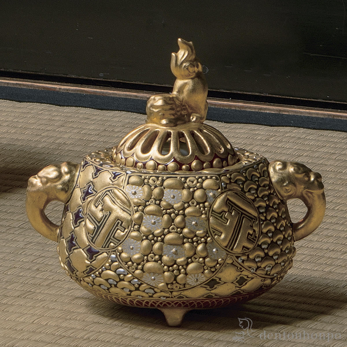 【送料無料】香炉 本金盛割取小紋 4.5号≪在庫確認後、通常即日で出荷≫ ( お香 線香 リラックス 仏具 人気 九谷焼 )