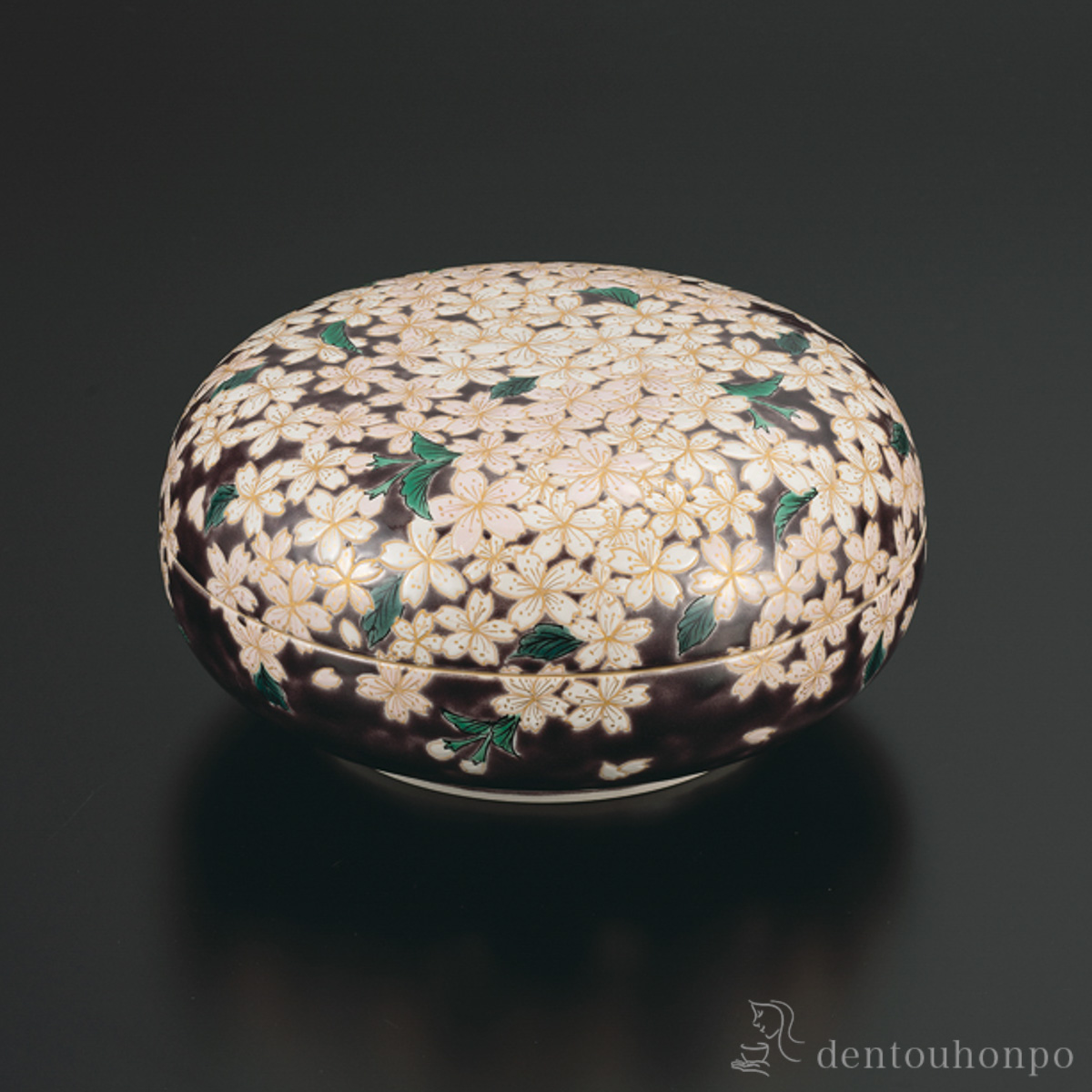 【送料無料】飾陶箱 春模様≪在庫確認後、1~3営業日で出荷≫ ( 木箱名入れ有料 木札名入れ有料 手作り サイドテーブル チェスト リビング 人気 九谷焼 )