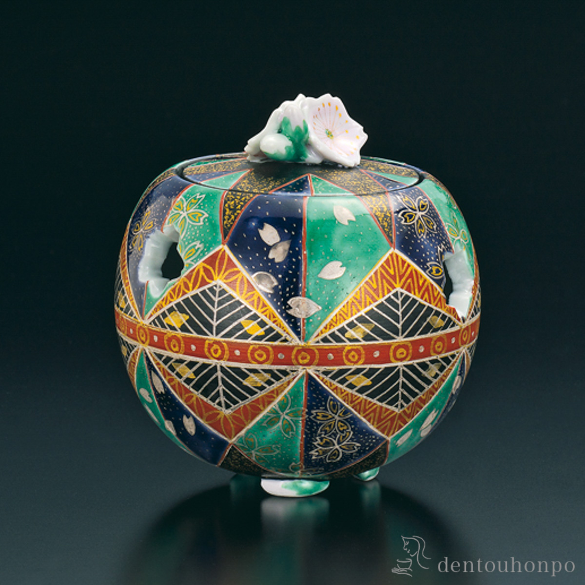 【送料無料】香炉 錦繍手まり≪在庫確認後、1~3営業日で出荷≫ ( 木箱名入れ有料 お香 線香 リラックス 仏具 人気 九谷焼 )