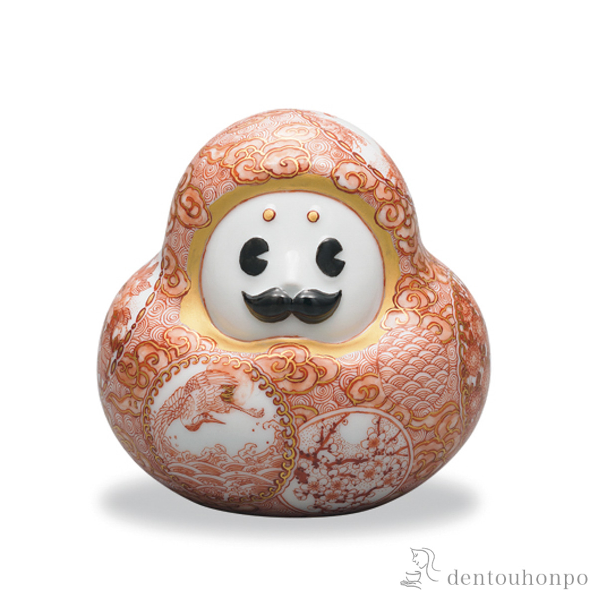 【送料無料】九谷焼置物 ひゃくまんさん 丸紋ちらし≪在庫確認後、1~3営業日で出荷≫ ( 木箱名入れ有料 木札名入れ有料 置物 幸運 風水 縁起物 人気 九谷焼 )