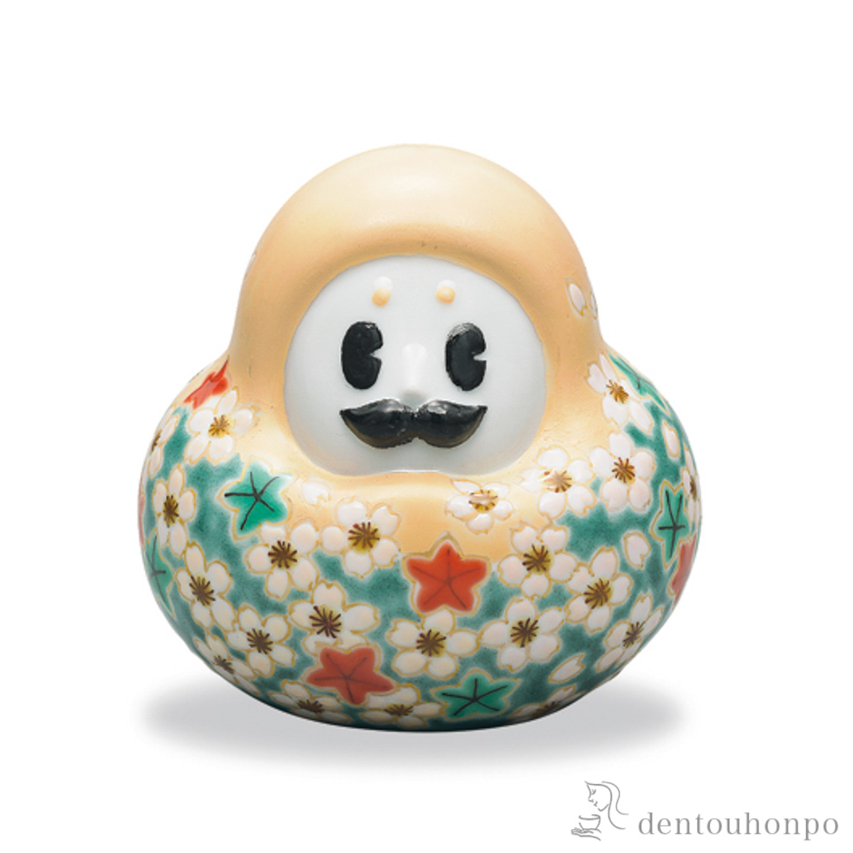 【送料無料】九谷焼置物 ひゃくまんさん 緑彩春秋≪在庫確認後、1~3営業日で出荷≫ ( 木札名入れ有料 置物 幸運 風水 縁起物 人気 九谷焼 )