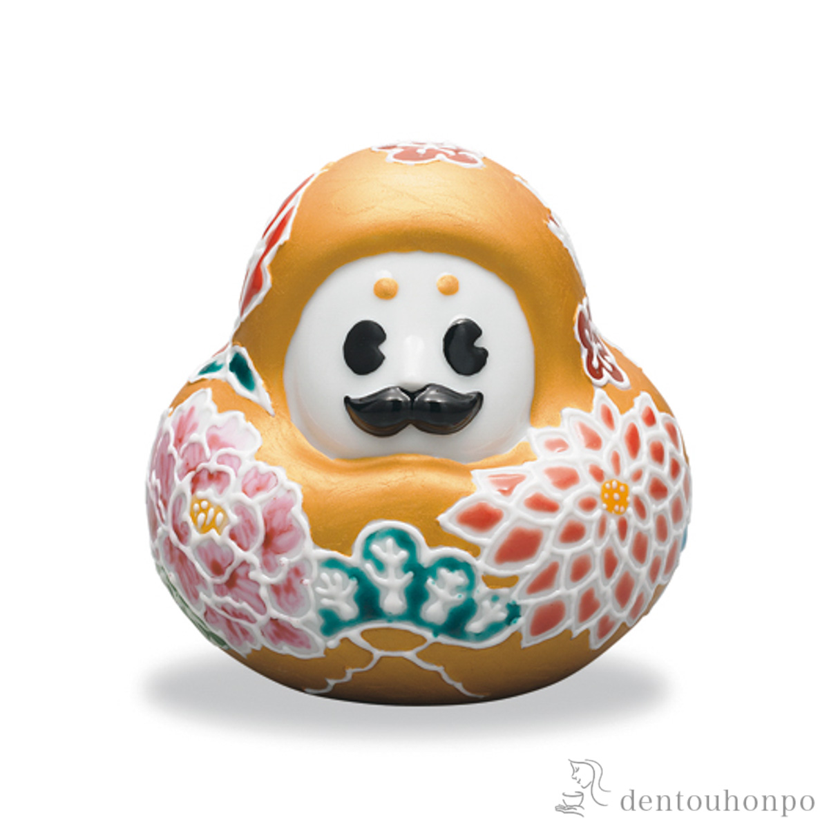 【送料無料】九谷焼置物 ひゃくまんさん 白盛華吉祥≪在庫確認後、1~3営業日で出荷≫ ( 木札名入れ有料 置物 幸運 風水 縁起物 人気 九谷焼 )