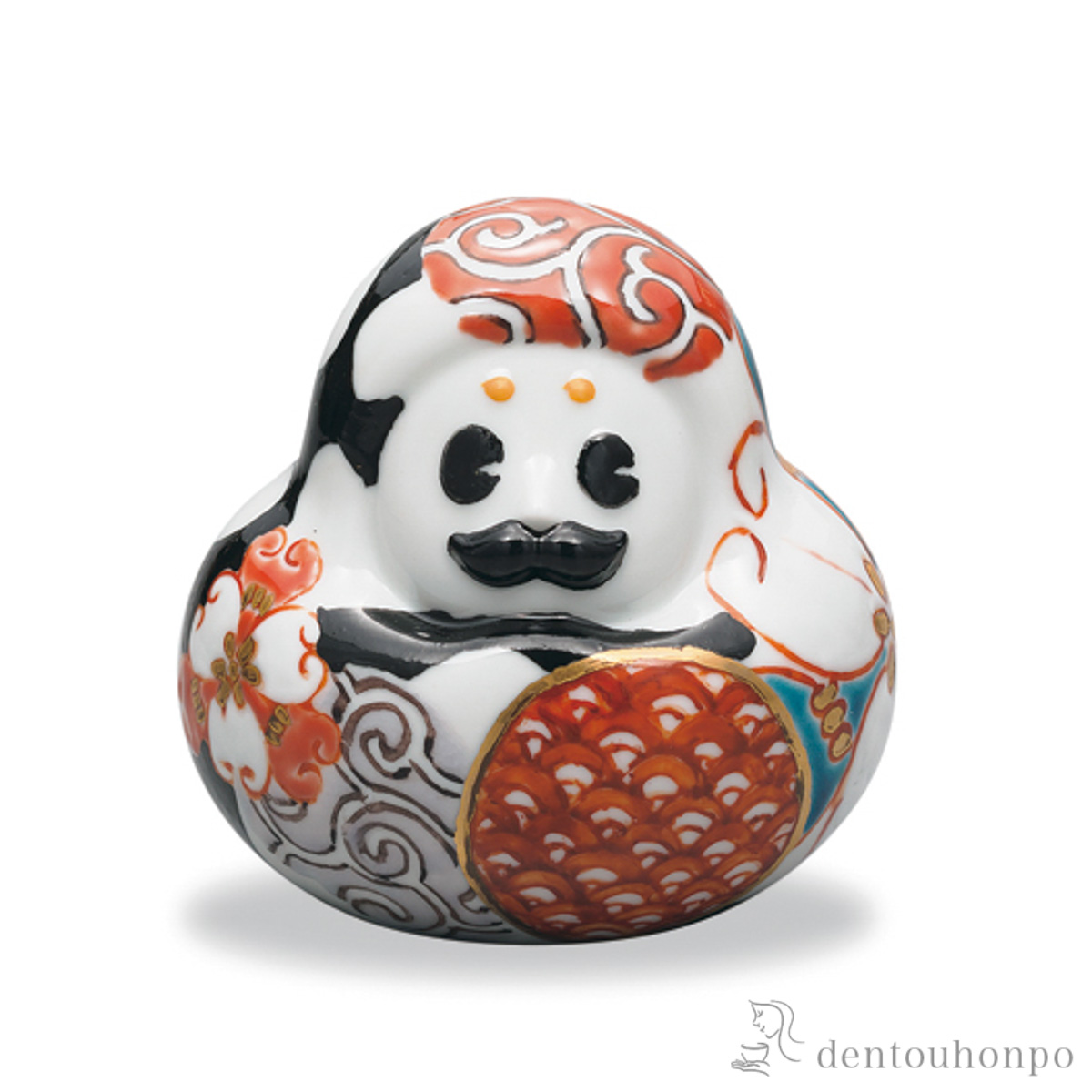 【送料無料】九谷焼置物 ひゃくまんさん 色華≪在庫確認後、1~3営業日で出荷≫ ( 木札名入れ有料 置物 幸運 風水 縁起物 人気 九谷焼 )