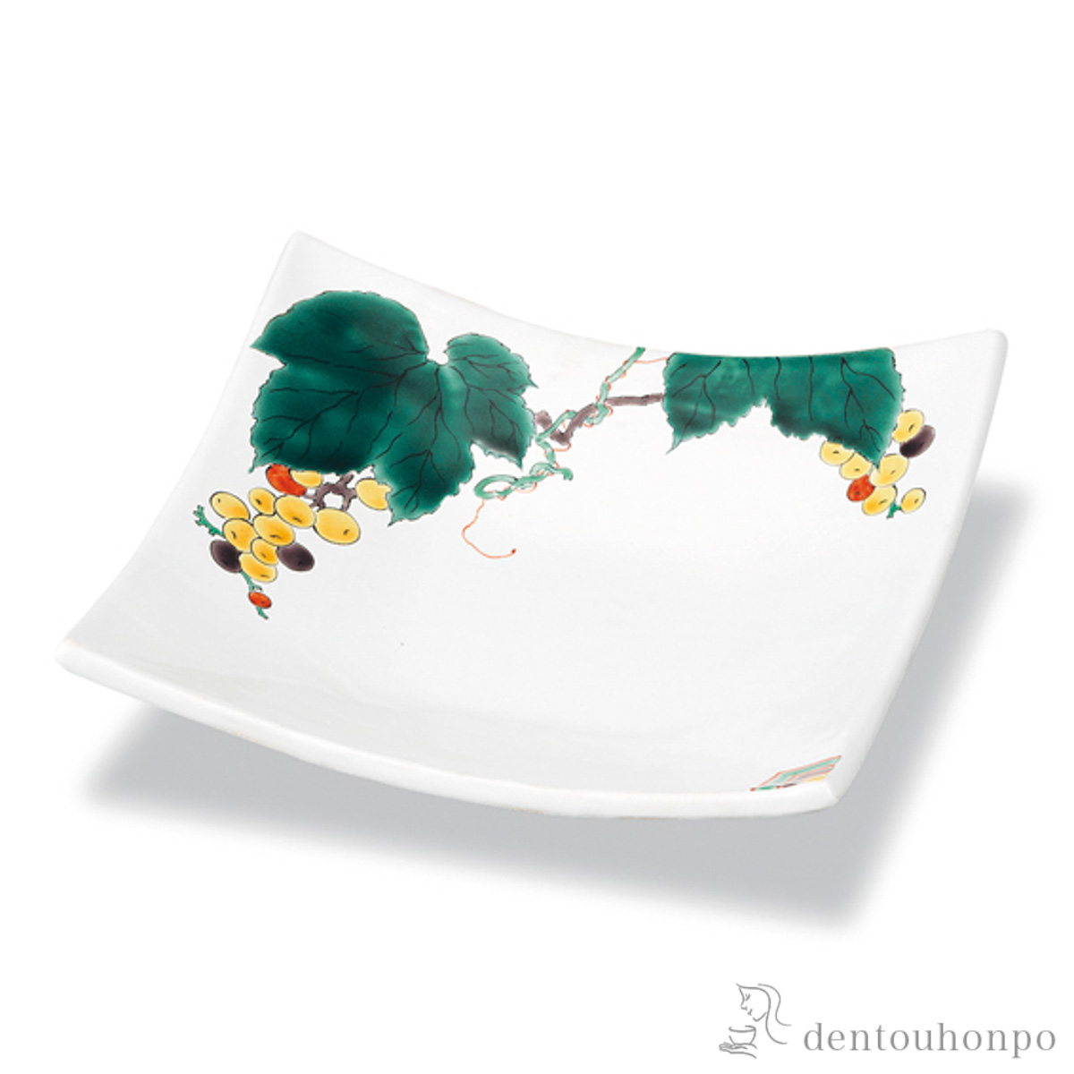 【送料無料】角皿 ぶどう≪在庫確認後、1~3営業日で出荷≫ ( 角皿 長皿 焼き魚 さんま おしゃれ 九谷焼 )