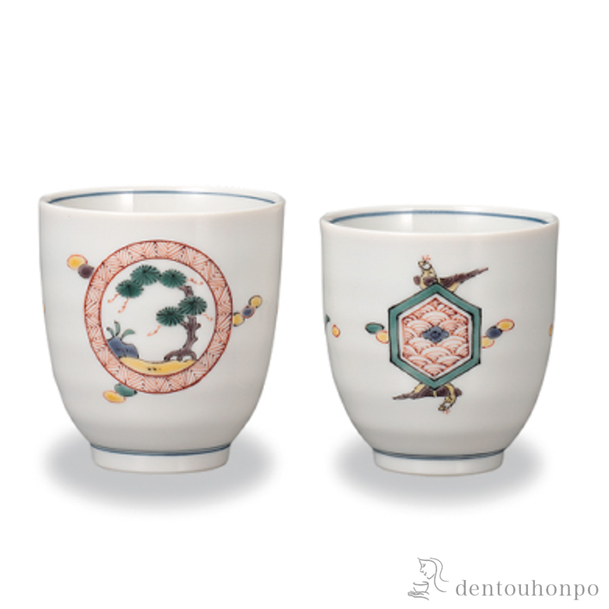 【送料無料】組湯呑 松丸文 ペア≪在庫確認後、1~3営業日で出荷≫ ( 湯呑み 湯のみ セット 湯飲み おすすめ 九谷焼 )