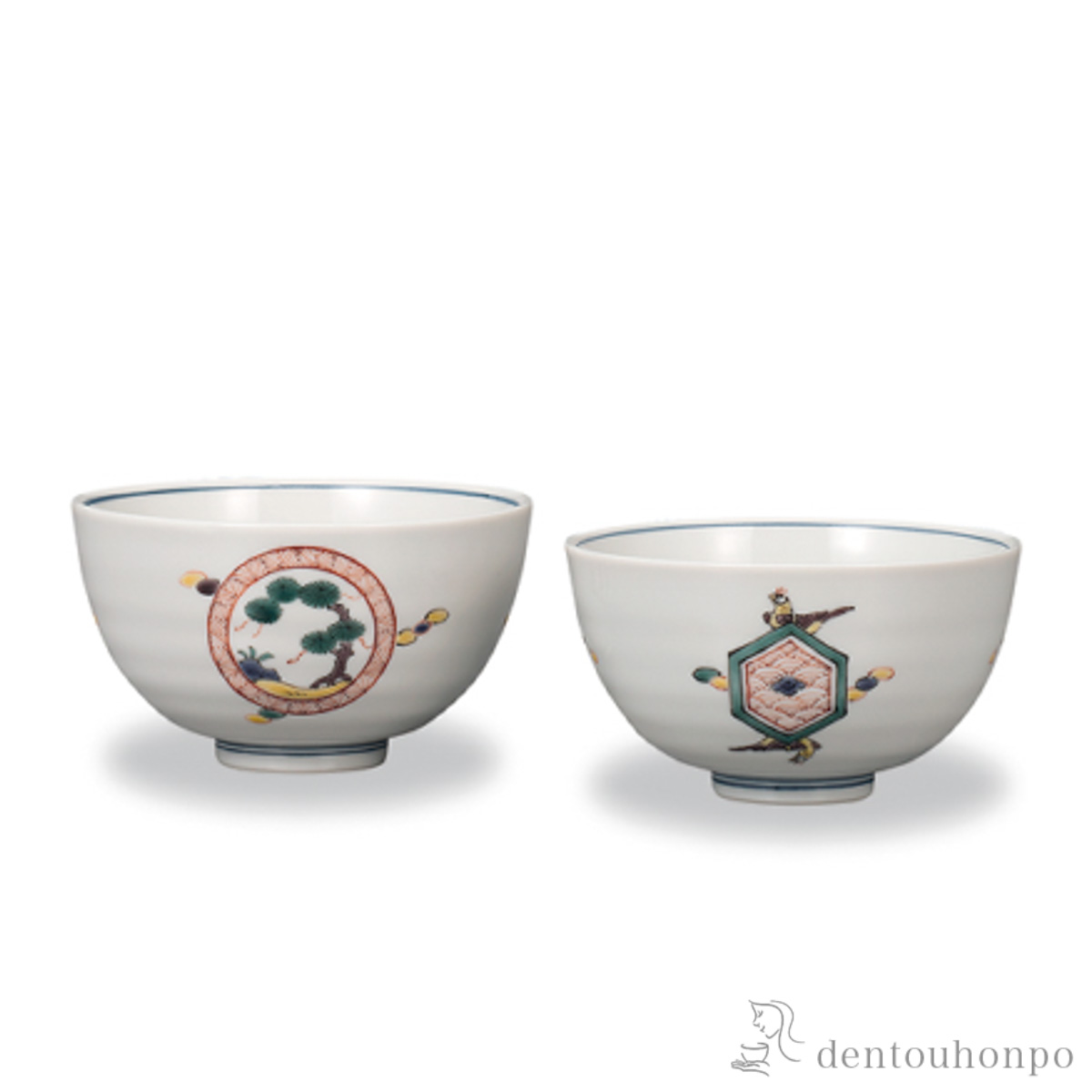 【送料無料】組飯碗 松丸文 ペア≪在庫確認後、1~3営業日で出荷≫ ( ギフト プレゼント ご飯茶碗 結婚祝い おすすめ 九谷焼 )