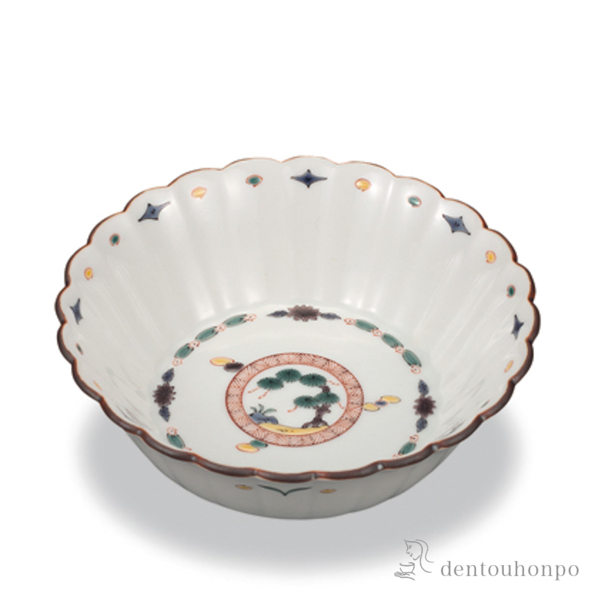 菊鉢 松丸文 5号≪在庫確認後、1~3営業日で出荷≫ ( 和食 食器 おつまみ 朝食 料理 九谷焼 )