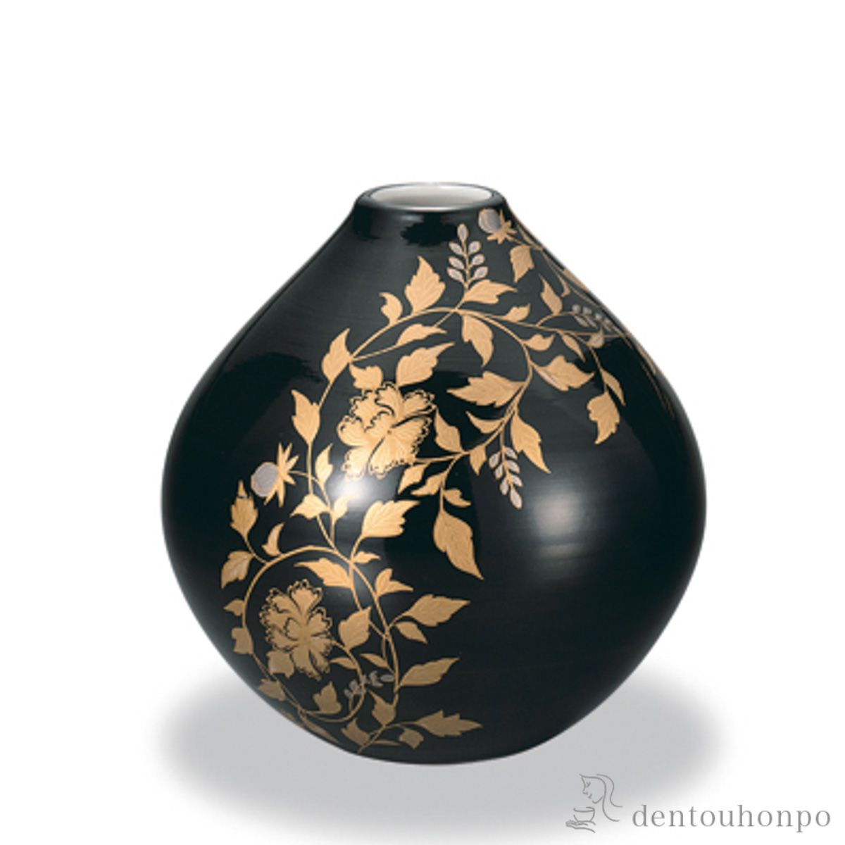 【送料無料】花器 金襴手 黒≪在庫確認後、1~3営業日で出荷≫ ( 木札名入れ有料 ガラス フラワーベース 花器 一輪挿し おすすめ 九谷焼 )