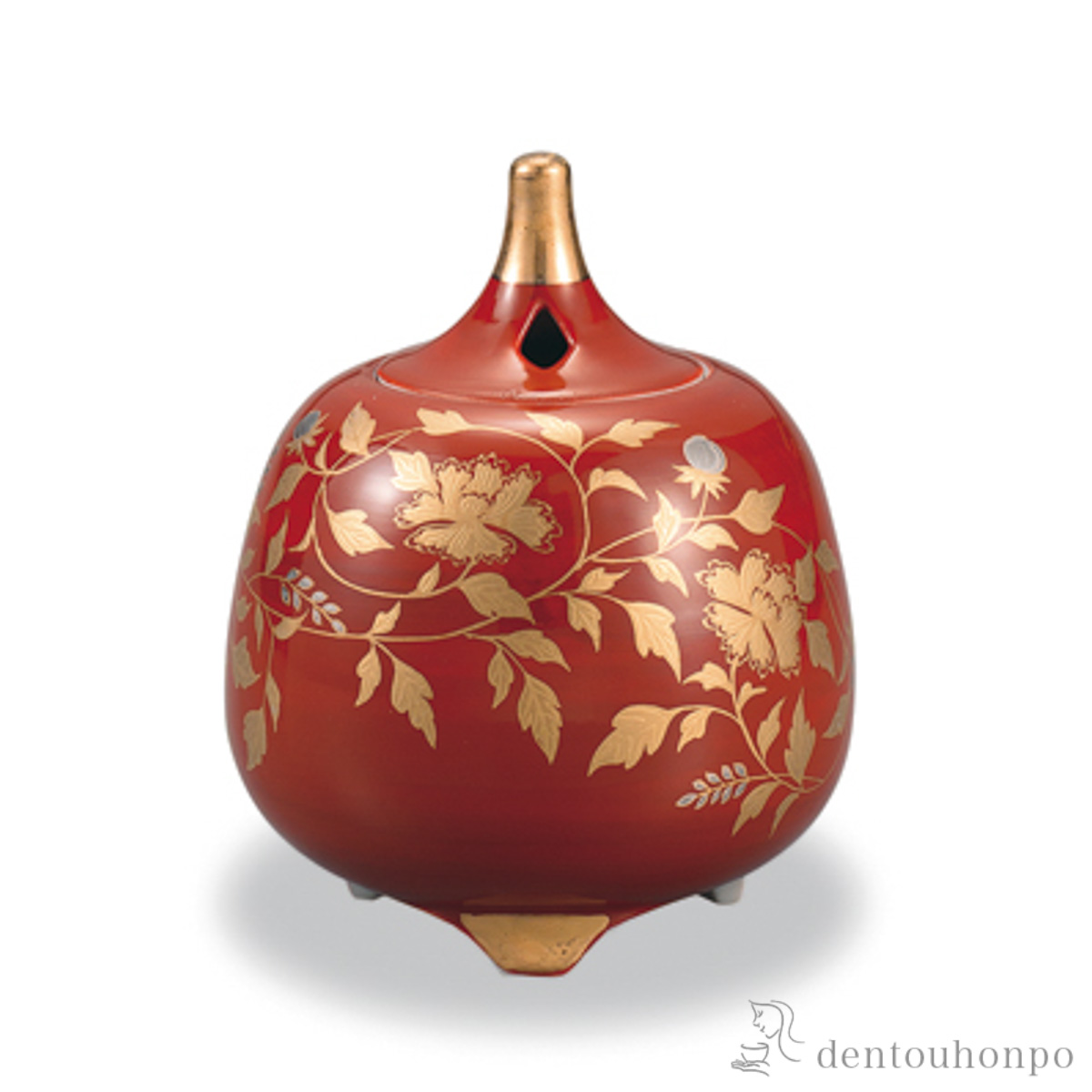 【送料無料】香炉 金襴手 赤≪在庫確認後、1~3営業日で出荷≫ ( 木箱名入れ有料 お香 線香 リラックス 仏具 人気 九谷焼 )