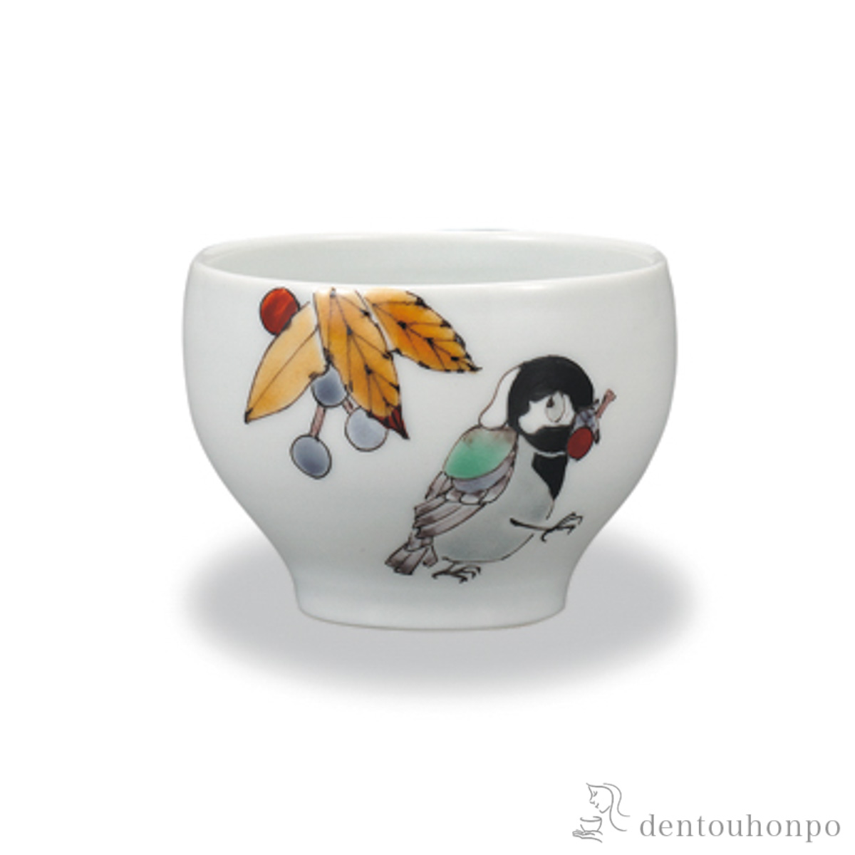 ぐい呑 紫式部に四十雀≪在庫確認後、1~3営業日で出荷≫ ( ぐいのみ 盃 酒器 猪口 日本酒 九谷焼 )