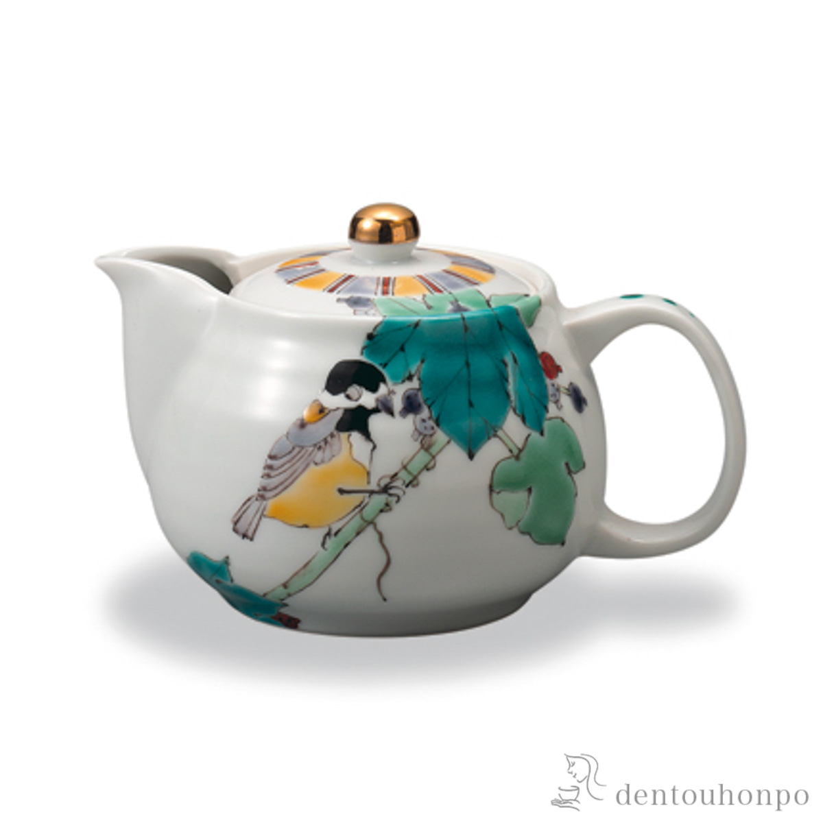 【送料無料】ポット急須 野葡萄に山雀 茶こし付≪在庫確認後、1~3営業日で出荷≫ ( ティーポット お茶 煎茶 日本茶 おすすめ 九谷焼 )