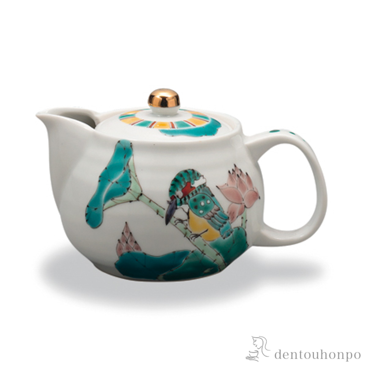 【送料無料】ポット急須 蓮の翡翠 茶こし付≪在庫確認後、1~3営業日で出荷≫ ( ティーポット お茶 煎茶 日本茶 おすすめ 九谷焼 )