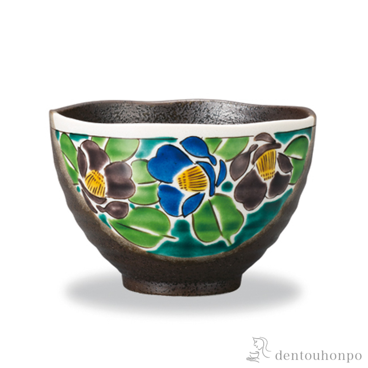 【送料無料】茶漬碗 吉田屋山茶花 青≪在庫確認後、1~3営業日で出荷≫ ( ごはん 白ご飯 お茶碗 飯碗 おすすめ 九谷焼 )