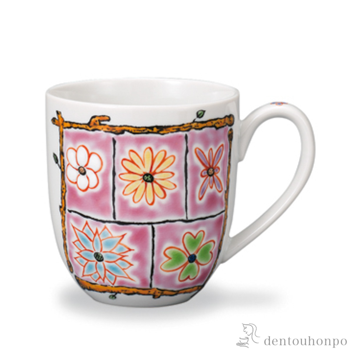 【送料無料】マグカップ フラワーBOX ピンク≪在庫確認後、1~3営業日で出荷≫ ( プレゼント デザイン マグ オリジナル タンブラー 九谷焼 )
