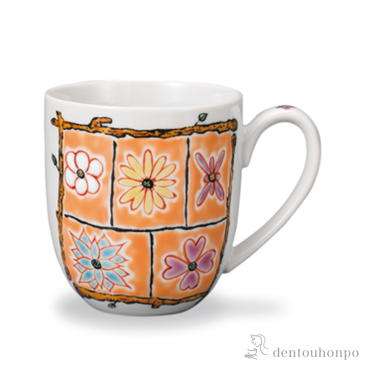 【送料無料】マグカップ フラワーBOX オレンジ≪在庫確認後、1~3営業日で出荷≫ ( プレゼント デザイン マグ オリジナル タンブラー 九谷焼 )