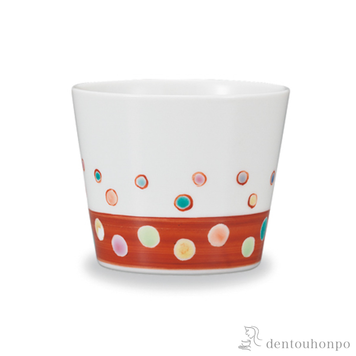 そば猪口 赤巻ドット≪在庫確認後、1~3営業日で出荷≫ ( そばちょこ コップ 蕎麦猪口 冷酒カップ 来客用 九谷焼 )