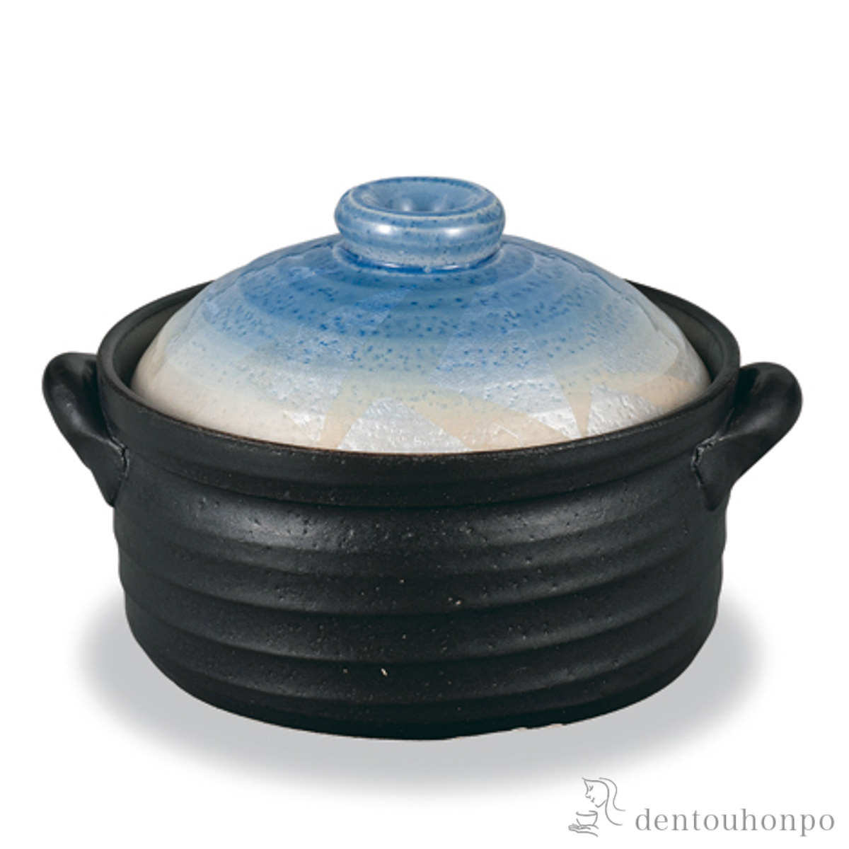 【送料無料】２合炊きご飯釜 銀彩 ブルー≪在庫確認後、1~3営業日で出荷≫ ( ごはん鍋 万能鍋 ごはん 土鍋ご飯 鍋パーティー 炊飯土鍋 九谷焼 )