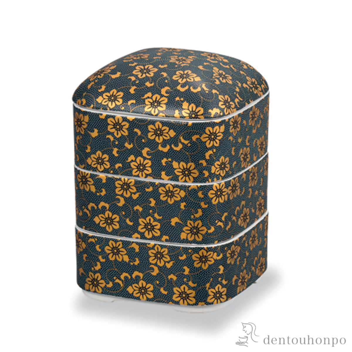 【送料無料】三段重 青粒鉄仙唐草≪在庫確認後、1~3営業日で出荷≫ ( おせち 運動会 漆塗り お正月 人気 九谷焼 )