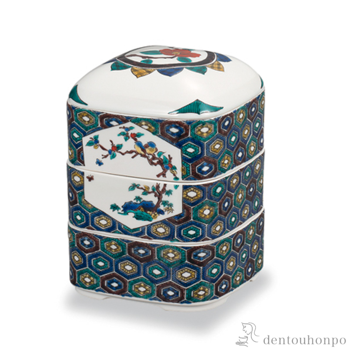 【送料無料】三段重 古久谷画風≪在庫確認後、1~3営業日で出荷≫ ( おせち 運動会 漆塗り お正月 人気 九谷焼 )